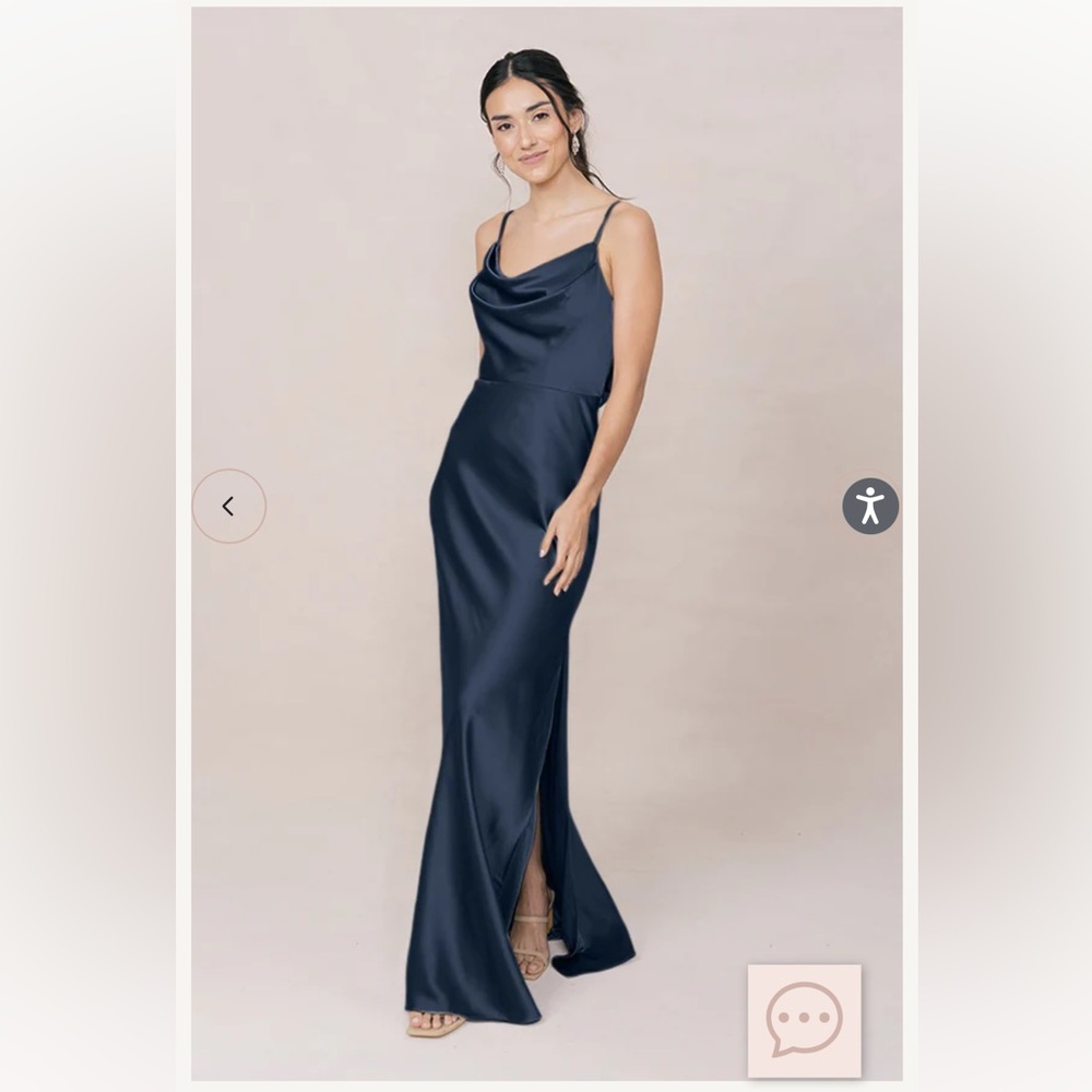 Revelry Nadia Satin Dress in Romantic Blue